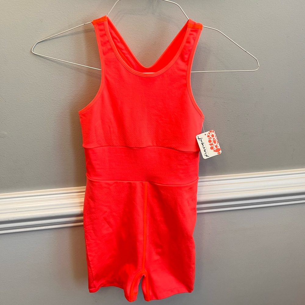 NWT - FP Movement Every Single Time Runsie, neon coral, size XS/S Free People
